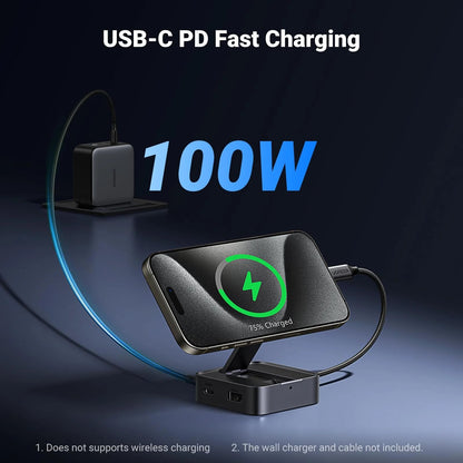 Hub USB-C UGREEN CM801, 1 x USB-A 3.0 - 2 x USB-C - 1 x HDMI, Gris