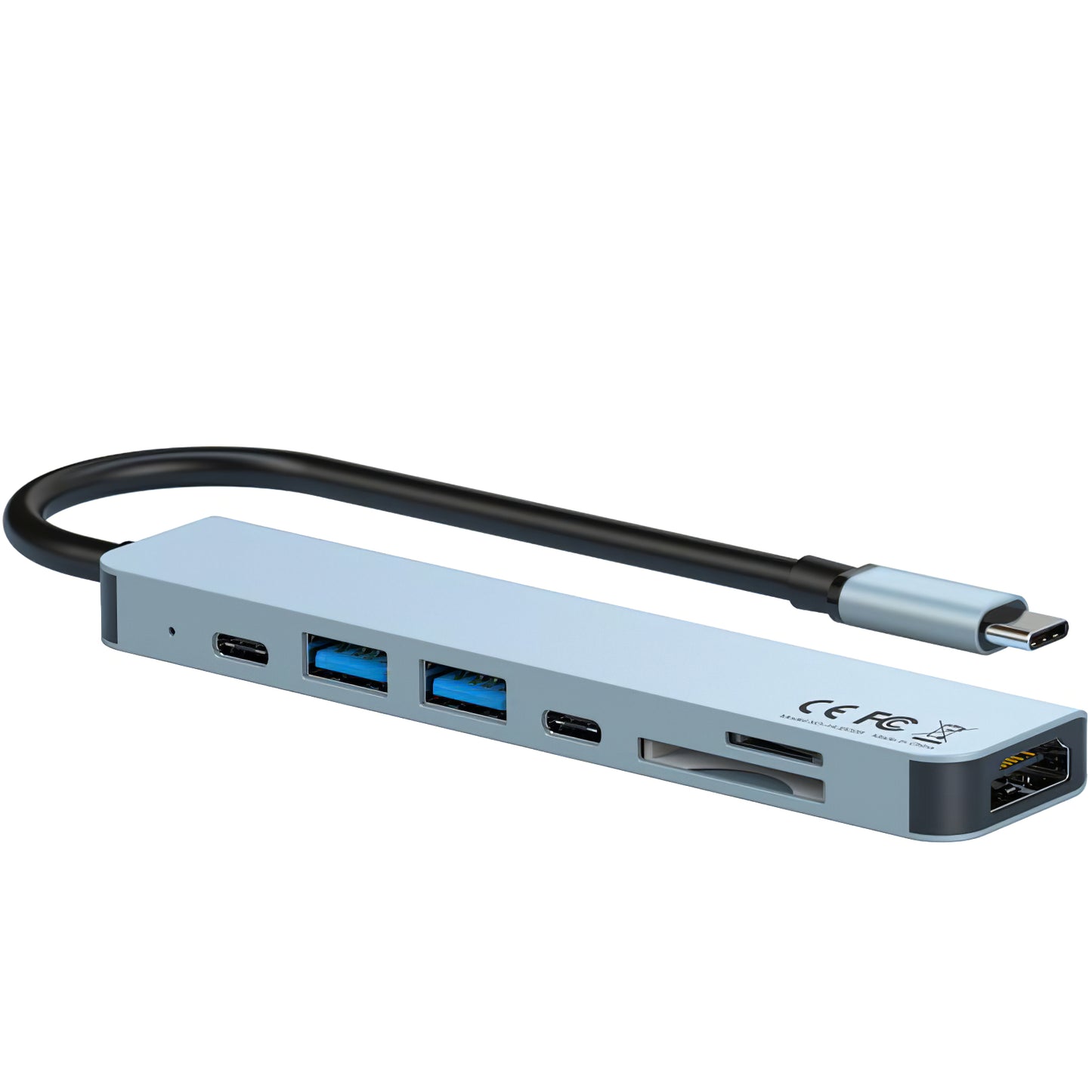 Hub USB-C XO Design HUB008, 2 x USB-A - 2 x USB-C - 1 x HDMI - 1 x SD - 1 x microSD, Gris