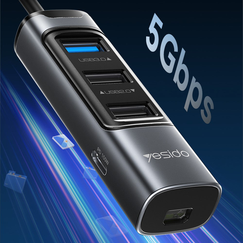 Yesido HB24 USB-C Hub, 5in1, Grey