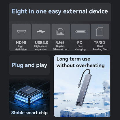 Hub USB-C Yesido HB27, 8en1, Gris