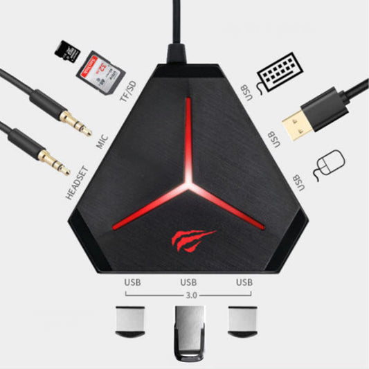 Hub USB HAVIT H95, 10en1, Noir