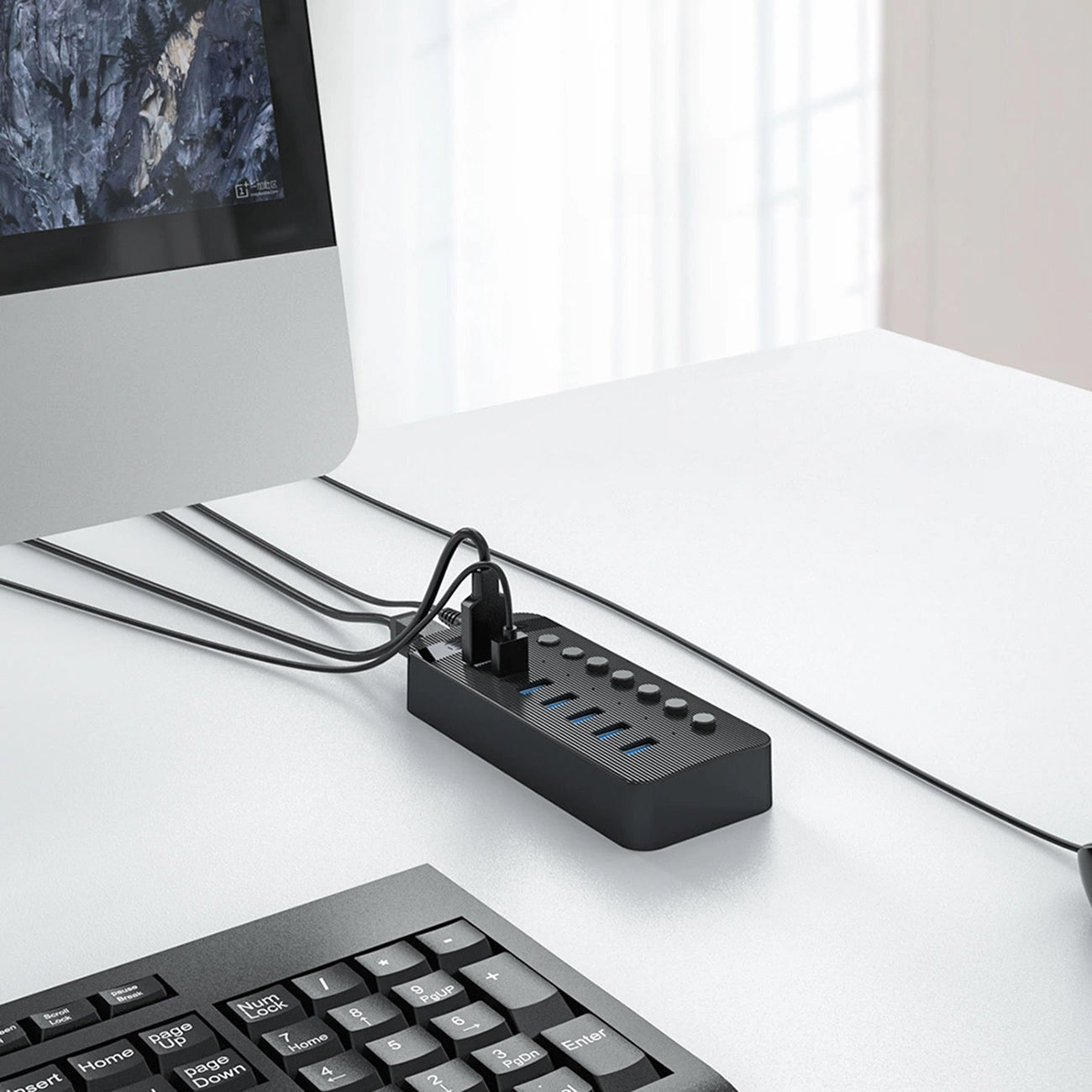 Hub USB Orico CT2U3-7AB, 7 x USB-A 3.0, Noir