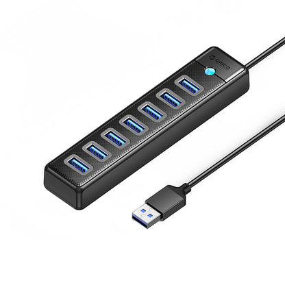 Hub USB Orico PW7U-U3, 7 x USB-A 3.0 - 1 x USB-C, Noir