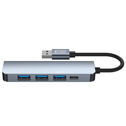 Hub USB Tech-Protect V0, 3 x USB-A 3.0 - 1 x USB-A - 1 x USB-C, Gris