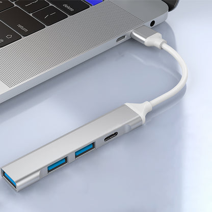 Hub USB Techsuit H19 PolarisBridge, 4en1, Gris Blanc