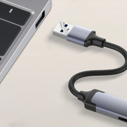 Hub USB Techsuit H19 PolarisBridge, 4en1, Gris Blanc