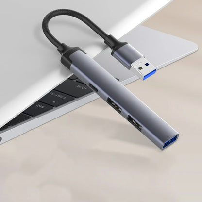 Hub USB Techsuit H19 PolarisBridge, 4en1, Gris Blanc