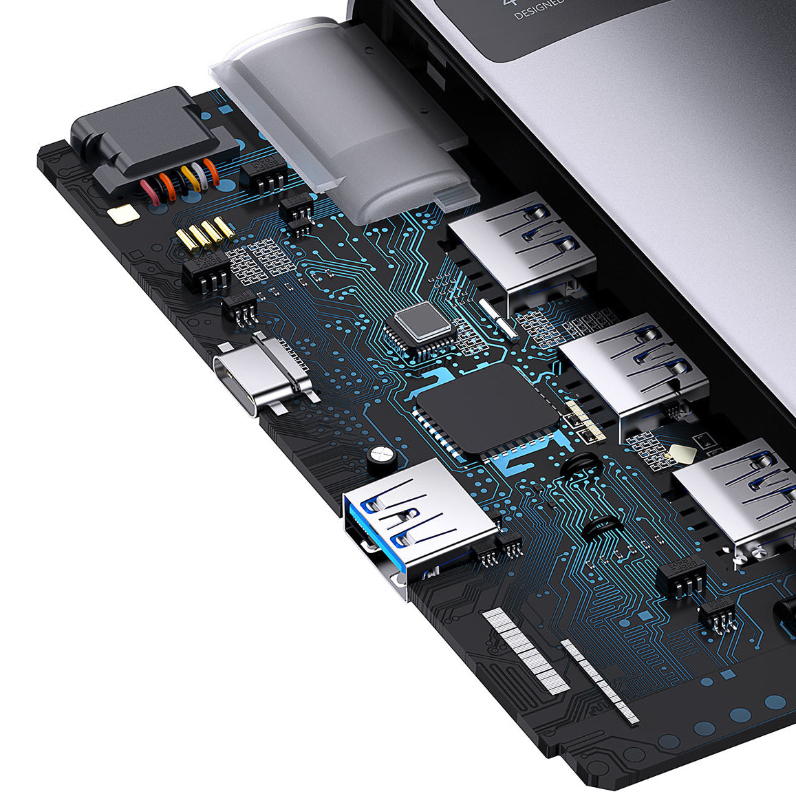 Hub USB-C Baseus Metal Gleam, 4 x USB-A 3.0, Gris WKWG070013