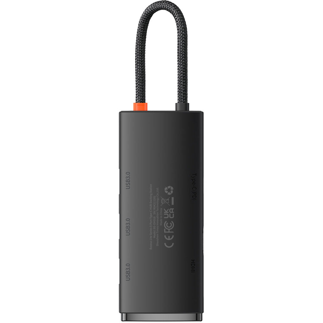 Hub USB-C Baseus Lite, 3 X USB-A 3.0 - USB-C - HDMI, Noir WKQX040001