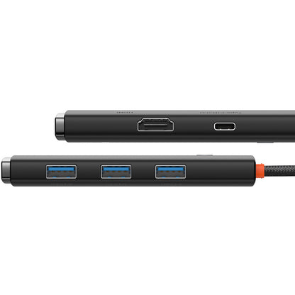 Hub USB-C Baseus Lite, 3 X USB-A 3.0 - USB-C - HDMI, Noir WKQX040001