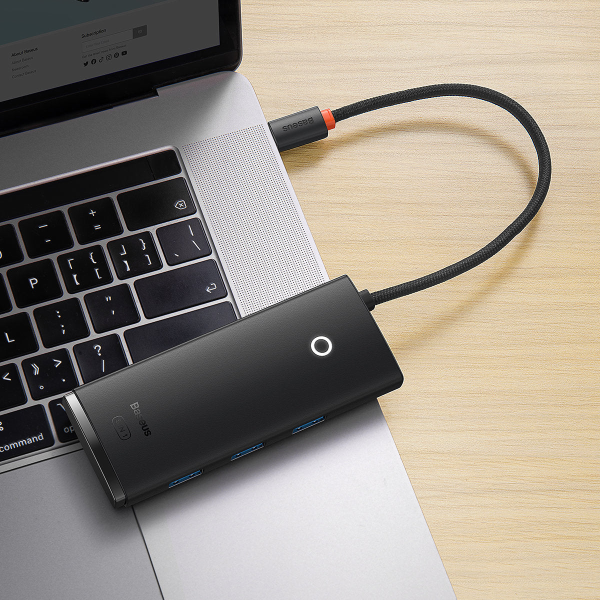 Hub USB-C Baseus Lite, 3 X USB-A 3.0 - USB-C - HDMI, Noir WKQX040001