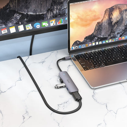 Hub USB-C HOCO HB27, USB-A 3.0 - 2 x USB-A - USB-C - HDMI, Gris
