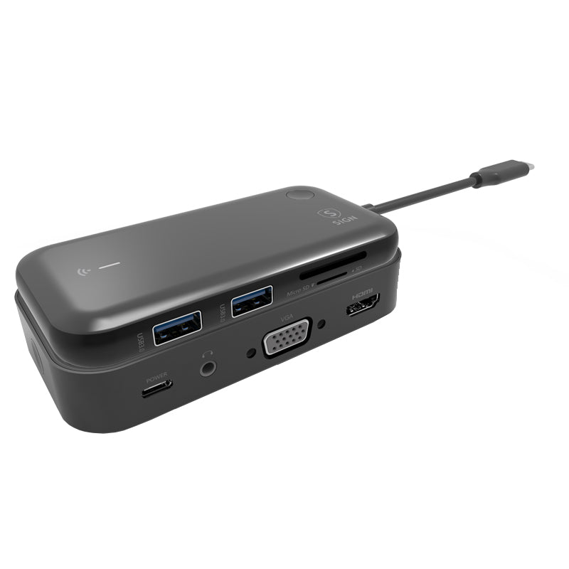 Hub USB-C SiGN, 1 x USB-C - 1 x HDMI - 1 x VGA - 1 x prise 3,5 mm, noir SN-TVBT01 SN-TVBT01