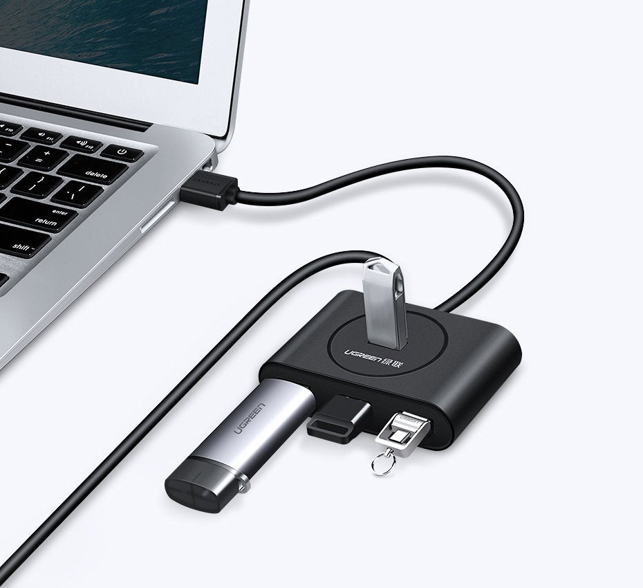 Hub USB UGREEN CR113, 4 x USB-A 3.0, 1m, Noir