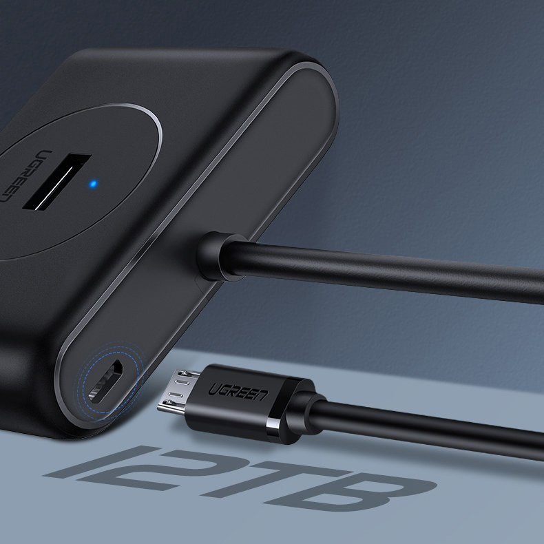 Hub USB UGREEN CR113, 4 x USB-A 3.0, 1m, Noir