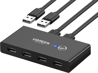 Hub USB UGREEN US216 Two Sharing Switch Box, 4 x USB-A, Noir 