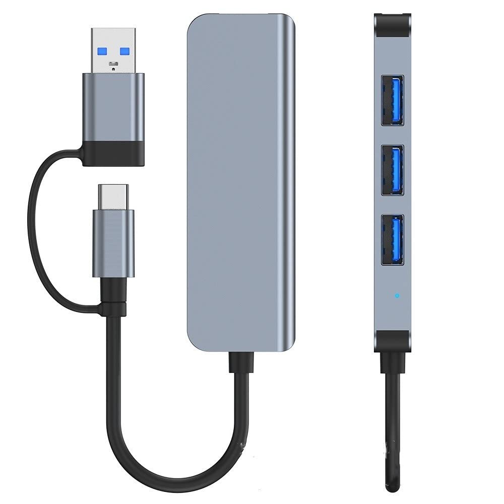 Hub USB / USB-C Techsuit H8 DataBridge, 4 en 1, Gris