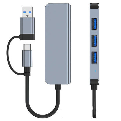 Hub USB / USB-C Techsuit H8 DataBridge, 4 en 1, Gris