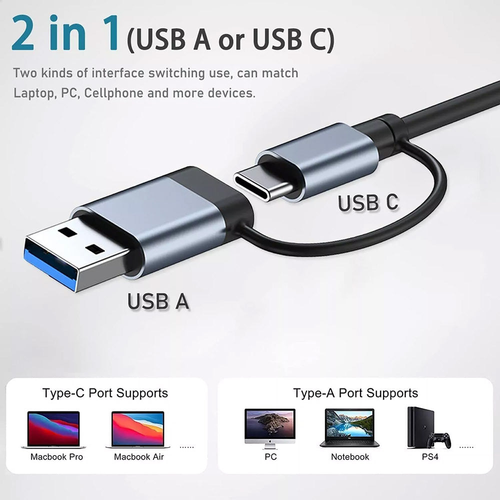 Hub USB / USB-C Techsuit H8 DataBridge, 4 en 1, Gris