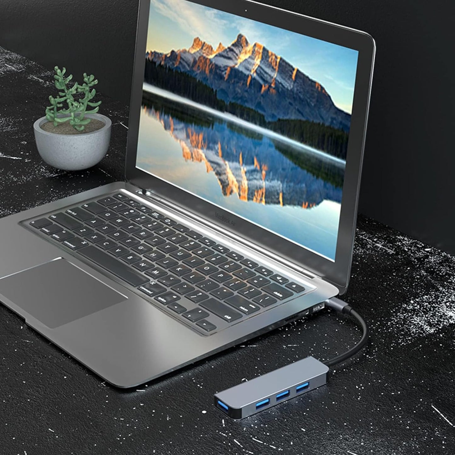 Hub USB / USB-C Techsuit H8 DataBridge, 4 en 1, Gris