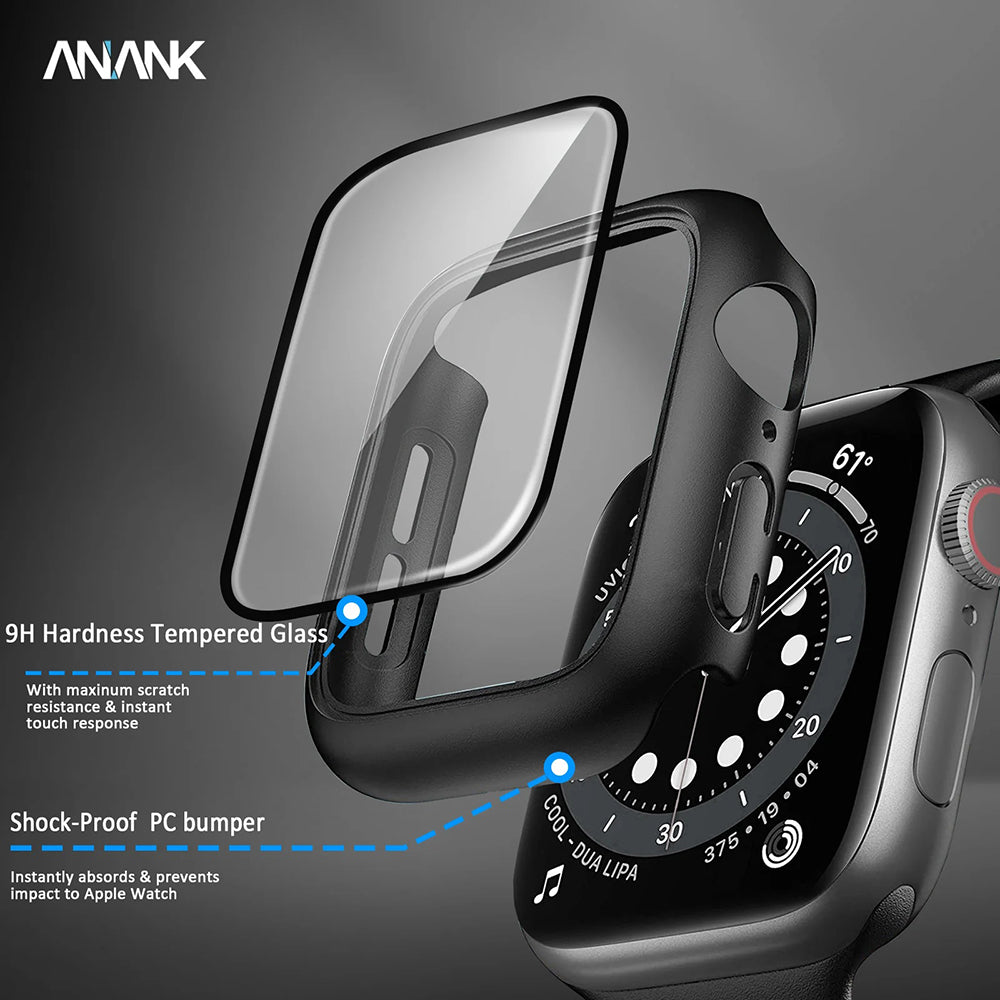 Coque Anank Screen Guard pour Apple Watch Series 7 45mm, Noire