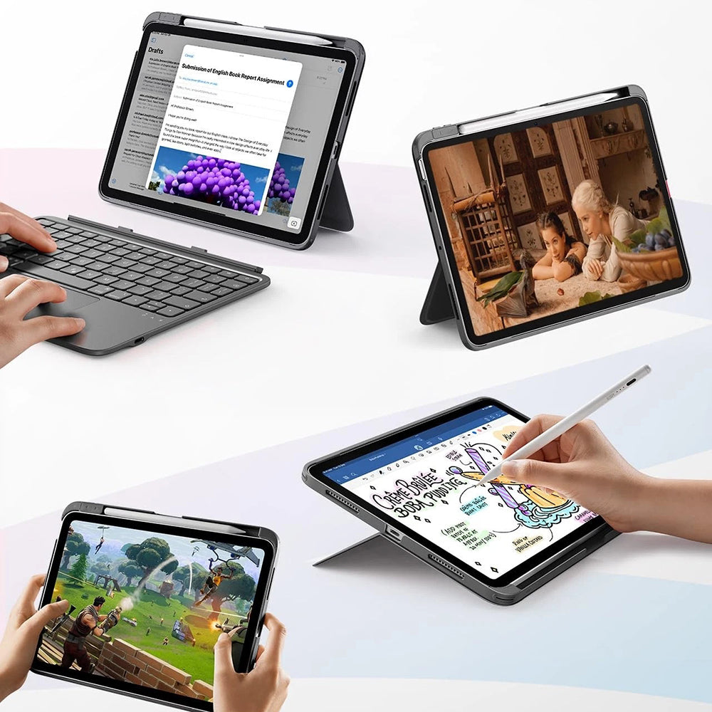 Étui avec Clavier pour Apple iPad (2025) / (2022), ESR, Flex, Gris