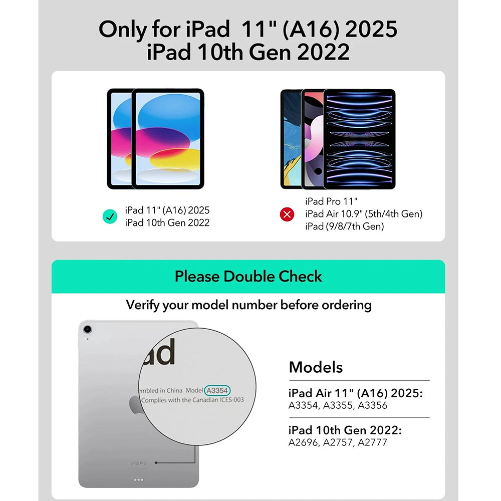 Étui avec Clavier pour Apple iPad (2025) / (2022), ESR, Rebound, Gris