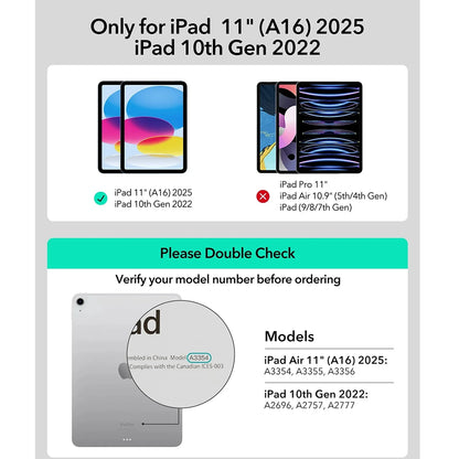 Étui avec Clavier pour Apple iPad (2025) / (2022), ESR, Rebound, Gris