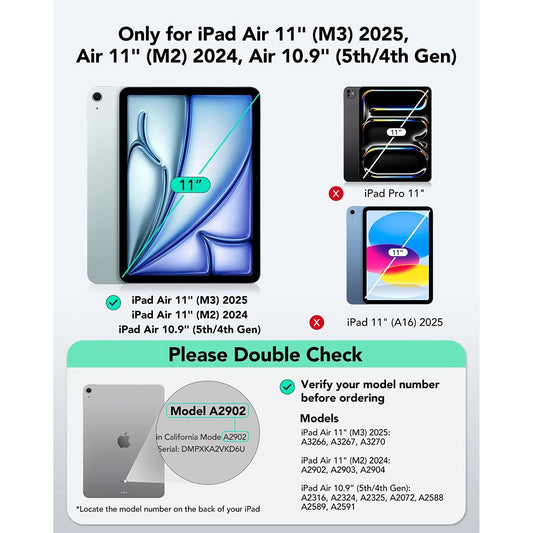 Étui avec clavier pour Apple iPad Air 11 (2026) / iPad Air 11 (2025) / Air 11 (2024) / Air (2022) / Air (2020), ESR, Flex, Gris