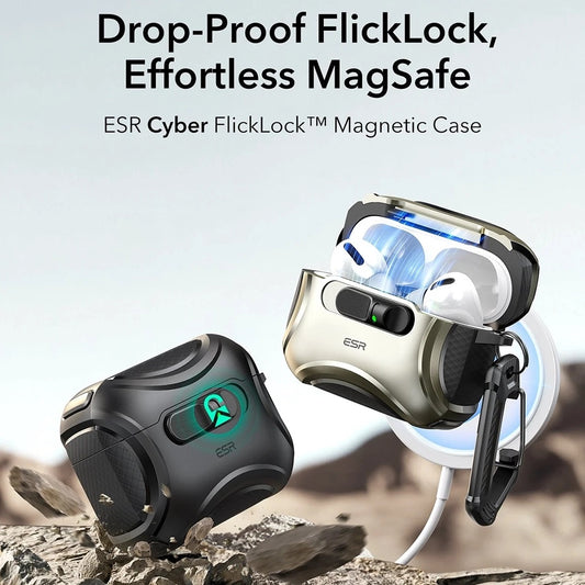 Étui ESR Cyber FlickLock pour Apple AirPods Pro 3, Gris