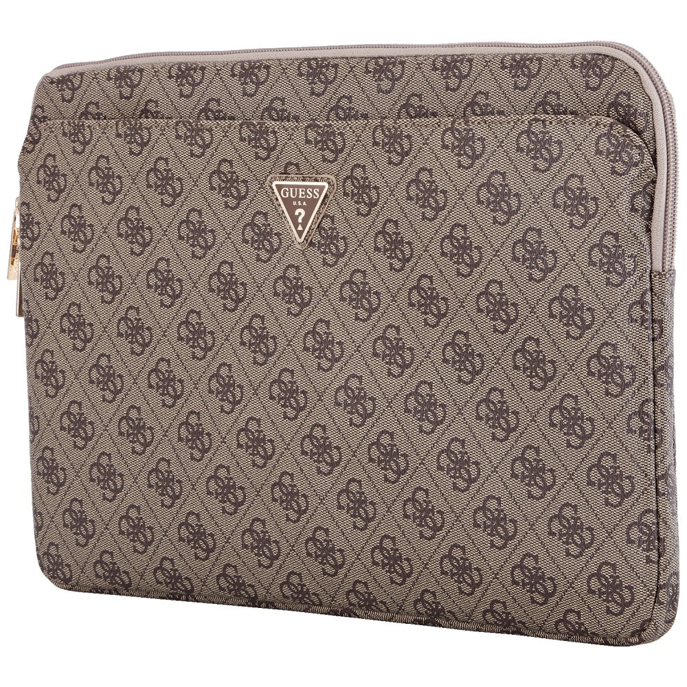 Housse Guess 4G Triangle Logo pour Laptop 14 pouces, Marron