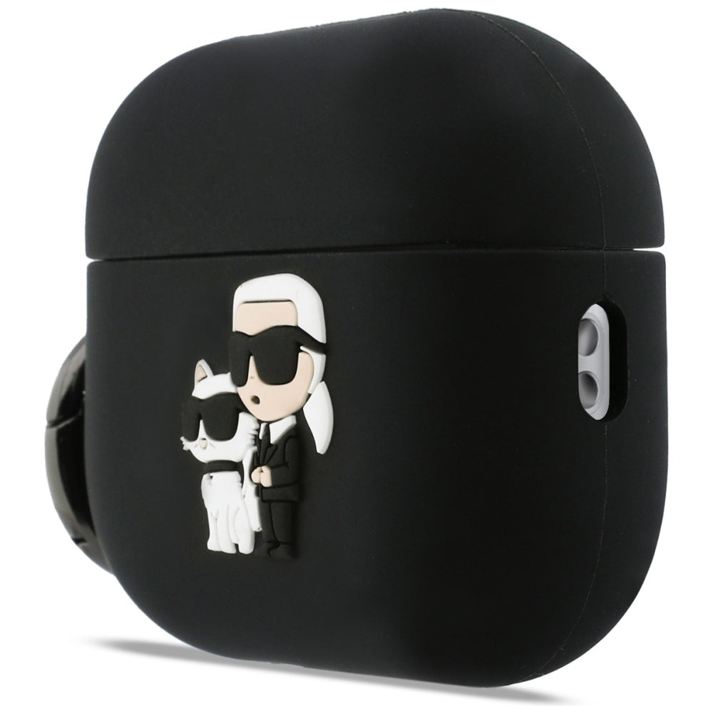 Étui Karl Lagerfeld Silicone Karl & Choupette 3D pour Apple AirPods Pro 3, Noir