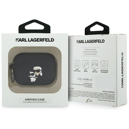 Étui Karl Lagerfeld Silicone Karl & Choupette 3D pour Apple AirPods Pro 3, Noir