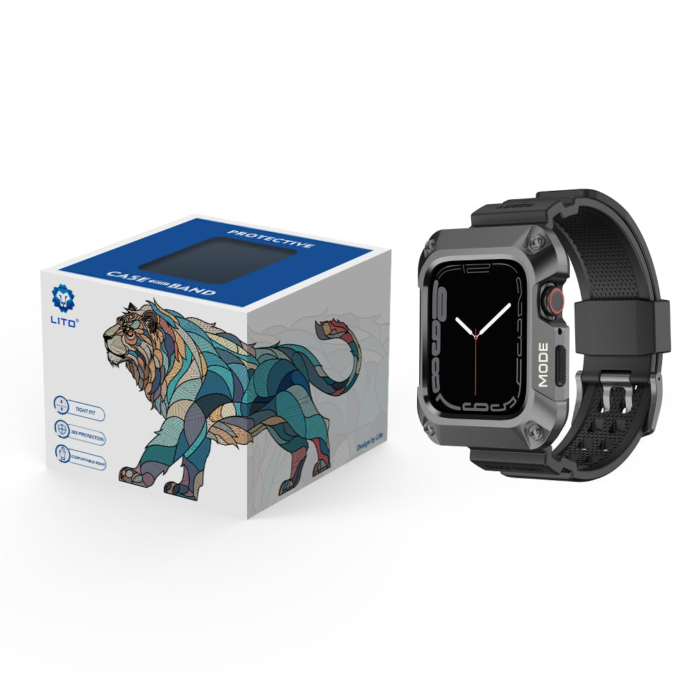 Bracelet Lito RuggedArmor pour Apple Watch 44mm Series, Gris