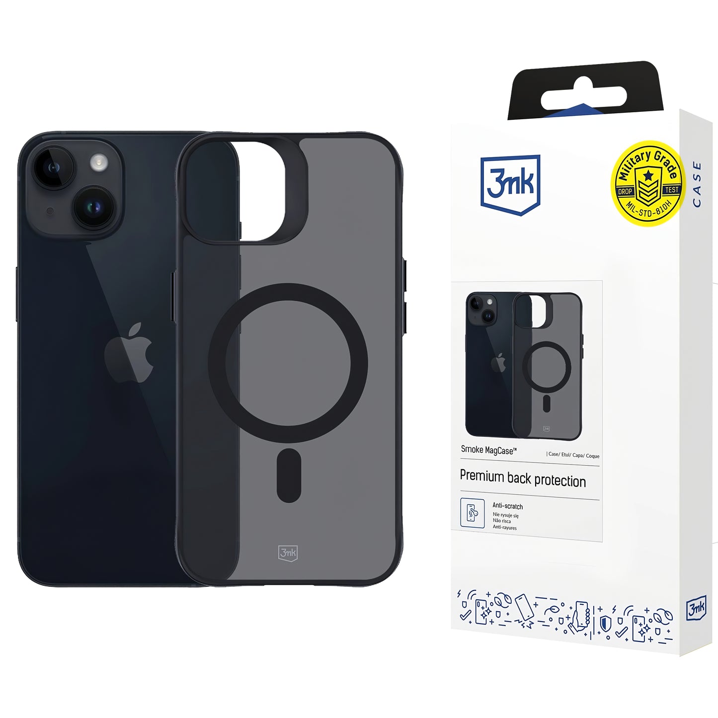 Coque MagSafe pour Apple iPhone 14 / 13, 3MK, Smoke MagCase, Noire