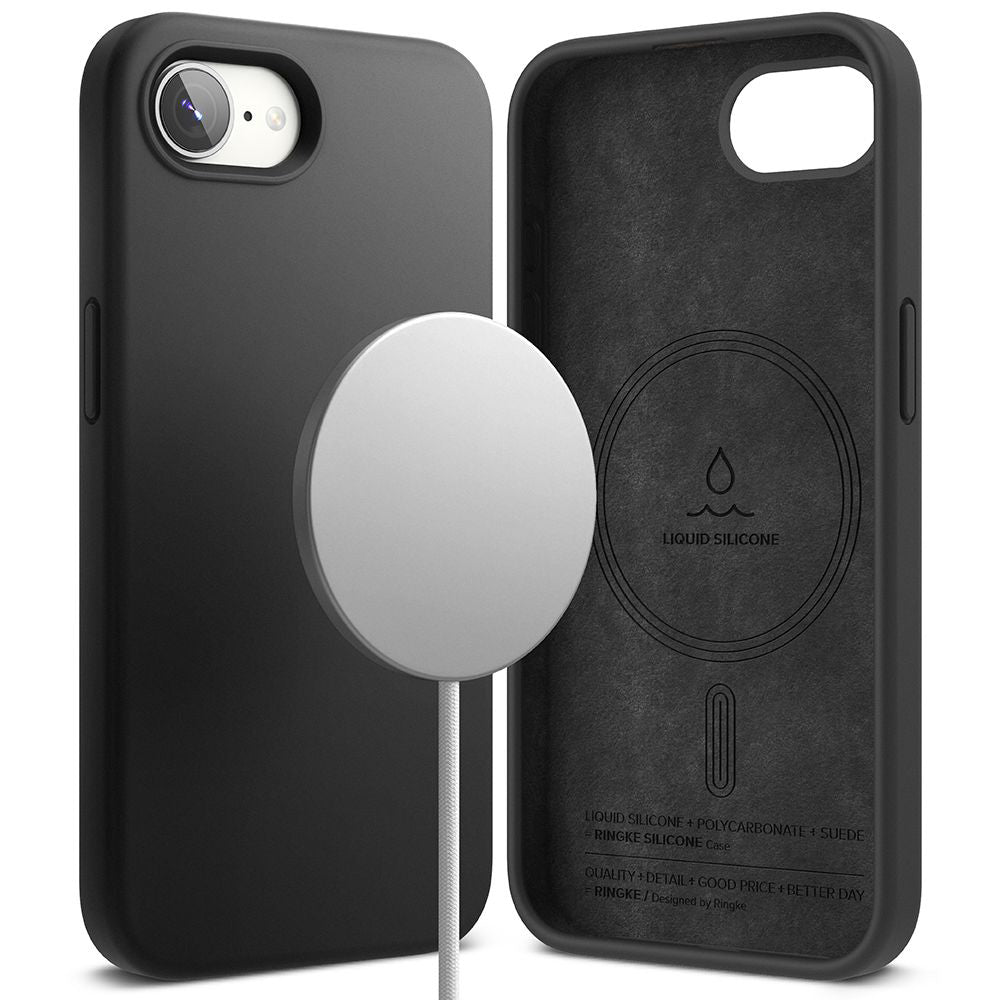 Coque MagSafe pour Apple iPhone 16e, Ringke, Silicone Magnétique, Noire