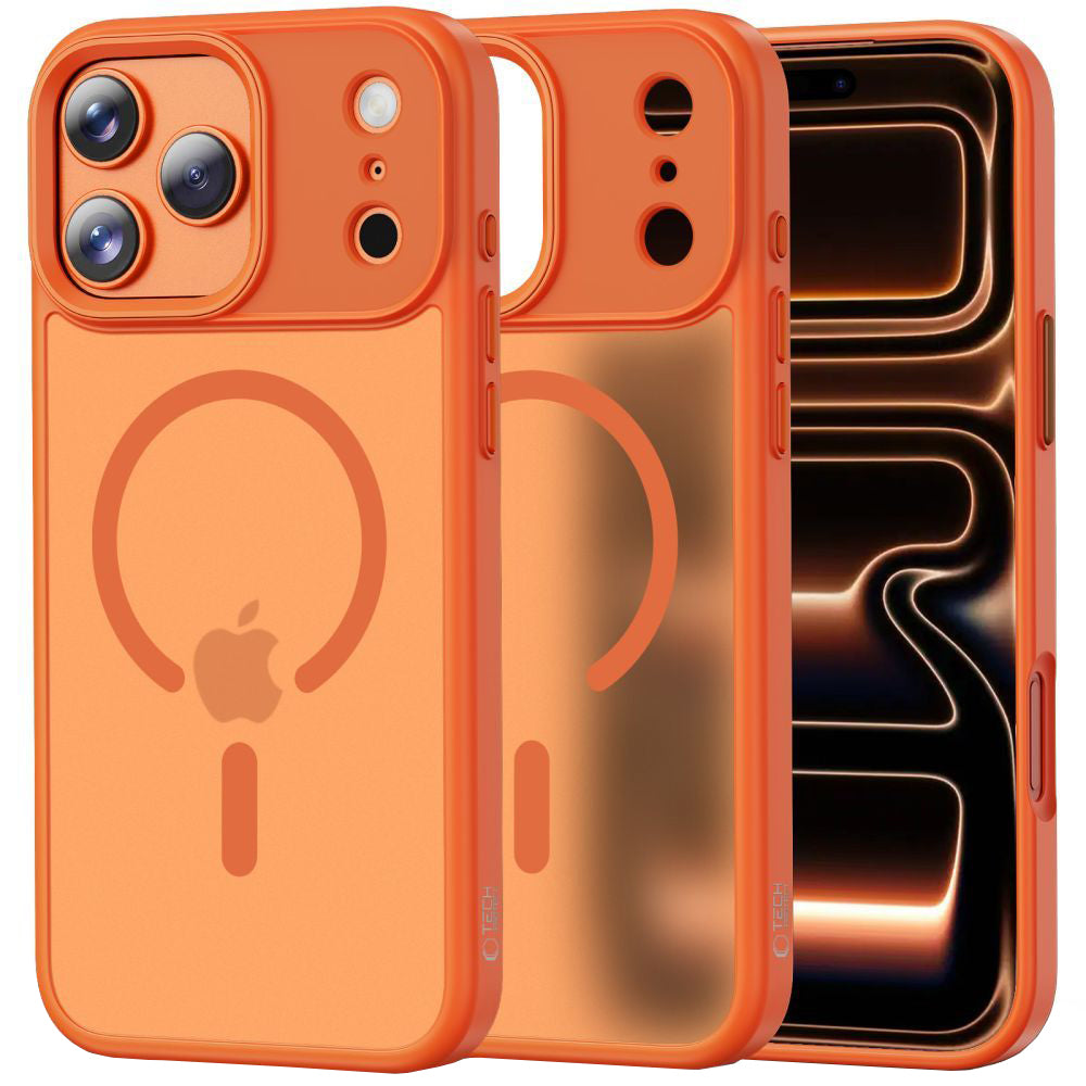 Coque MagSafe pour Apple iPhone 17 Pro Max, Tech-Protect, Magmat, Orange Mat
