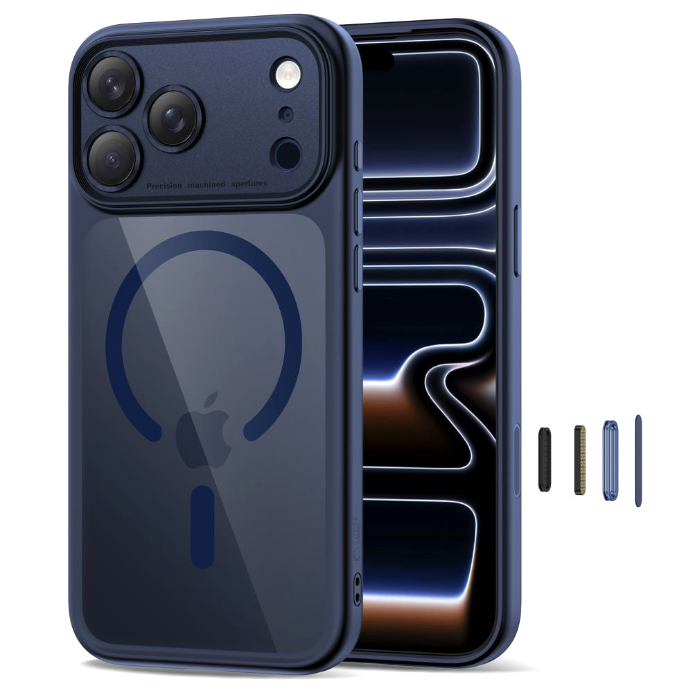 Coque MagSafe pour Apple iPhone 17 Pro Max, Tech-Protect, MagPeak, Bleu Marine