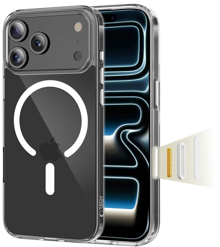 Étui MagSafe pour Apple iPhone 17 Pro Max, Tech-Protect, Flexair Hybrid CC, Transparent