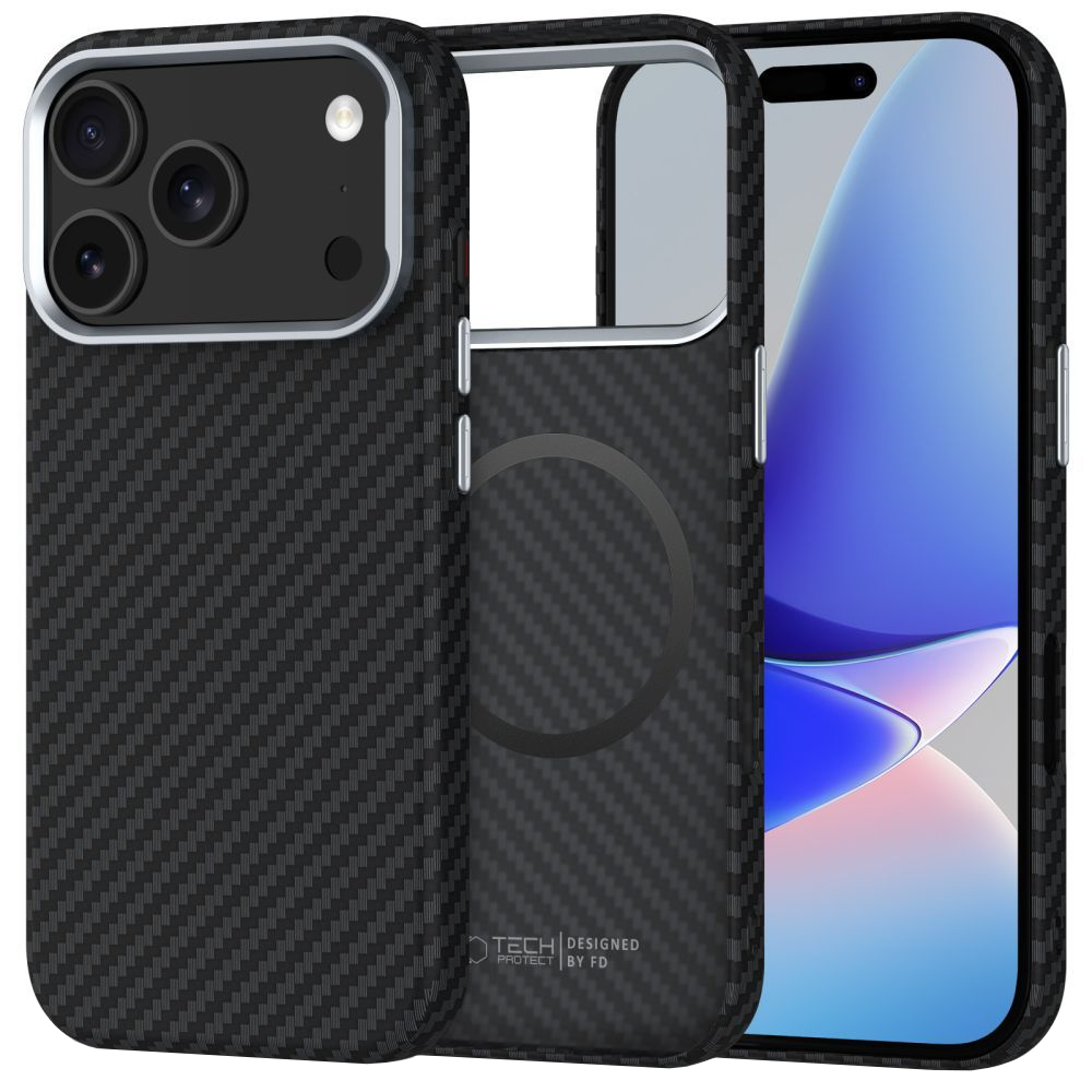 Coque MagSafe pour Apple iPhone 17 Pro Max, Tech-Protect, Ion Carbon, Noire