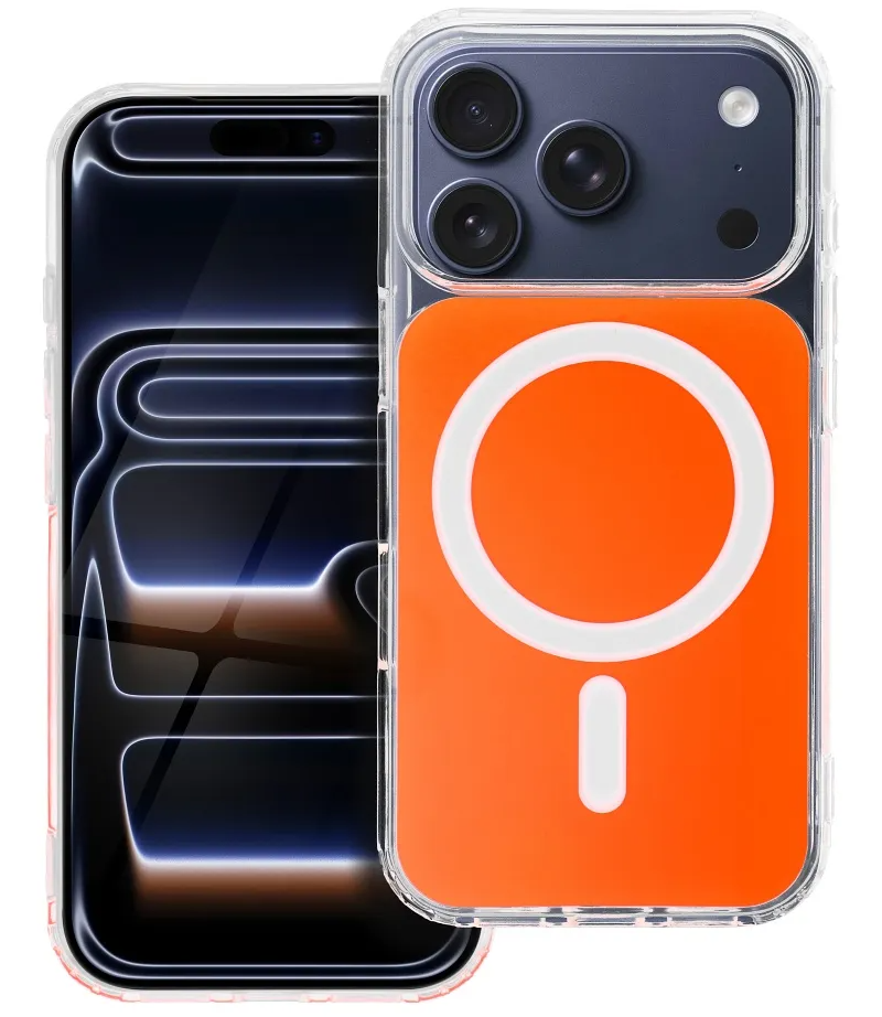 Coque MagSafe pour Apple iPhone 17e / 16e, OEM, Clear Fusion Mag Cover, Orange