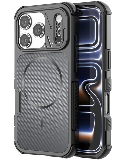 Coque MagSafe pour Apple iPhone 18 Pro Max / 17 Pro Max, OEM, Protection en carbone et aux coins, Noire