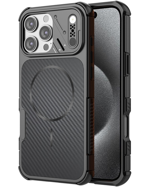 Coque MagSafe pour Apple iPhone 16 Pro Max, OEM, Protection en carbone et des coins, Noire