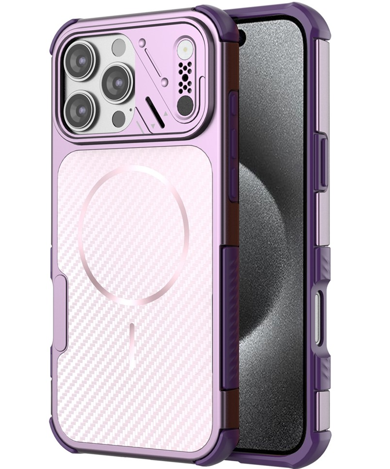 Coque MagSafe pour Apple iPhone 16 Pro Max, OEM, Protection en carbone et aux coins, Violet