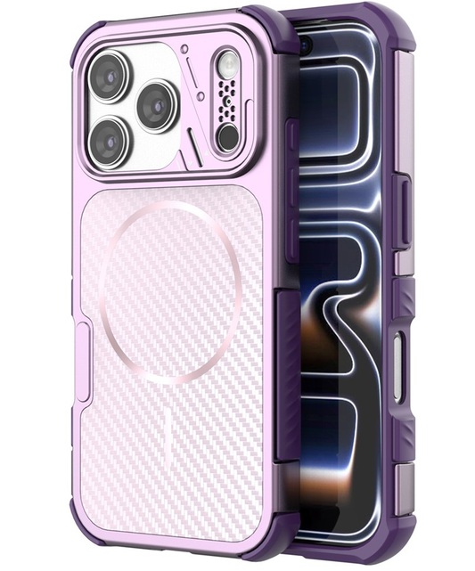 Coque MagSafe pour Apple iPhone 18 Pro / 17 Pro, OEM, Protection en carbone et coins, Violet
