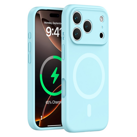 Coque MagSafe pour Apple iPhone 17 Pro Max, OEM, Silicone Liquide, Turquoise