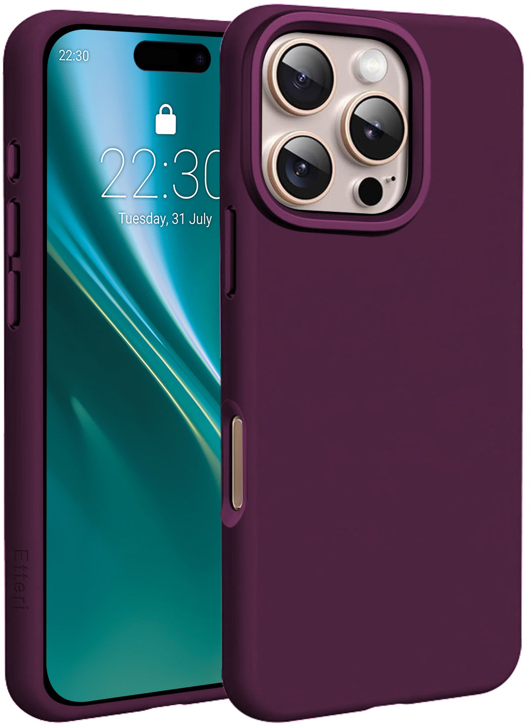 Coque MagSafe pour Apple iPhone 16 Pro, Etteri, Silicone Mag, Bordeaux