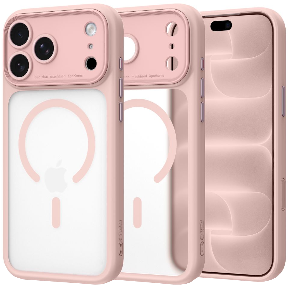 Coque MagSafe pour Apple iPhone 18 Pro / 17 Pro, Tech-Protect, MagPeak CC, rose mat.