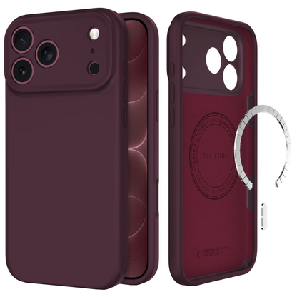 Coque MagSafe pour Apple iPhone 18 Pro / 17 Pro, Tech-Protect, en silicone, bordeaux
