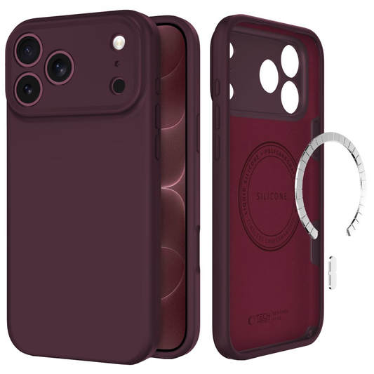 Coque MagSafe pour Apple iPhone 18 Pro Max / 17 Pro Max, Tech-Protect, silicone, bordeaux